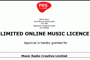 PRS Limited Online Music Licence